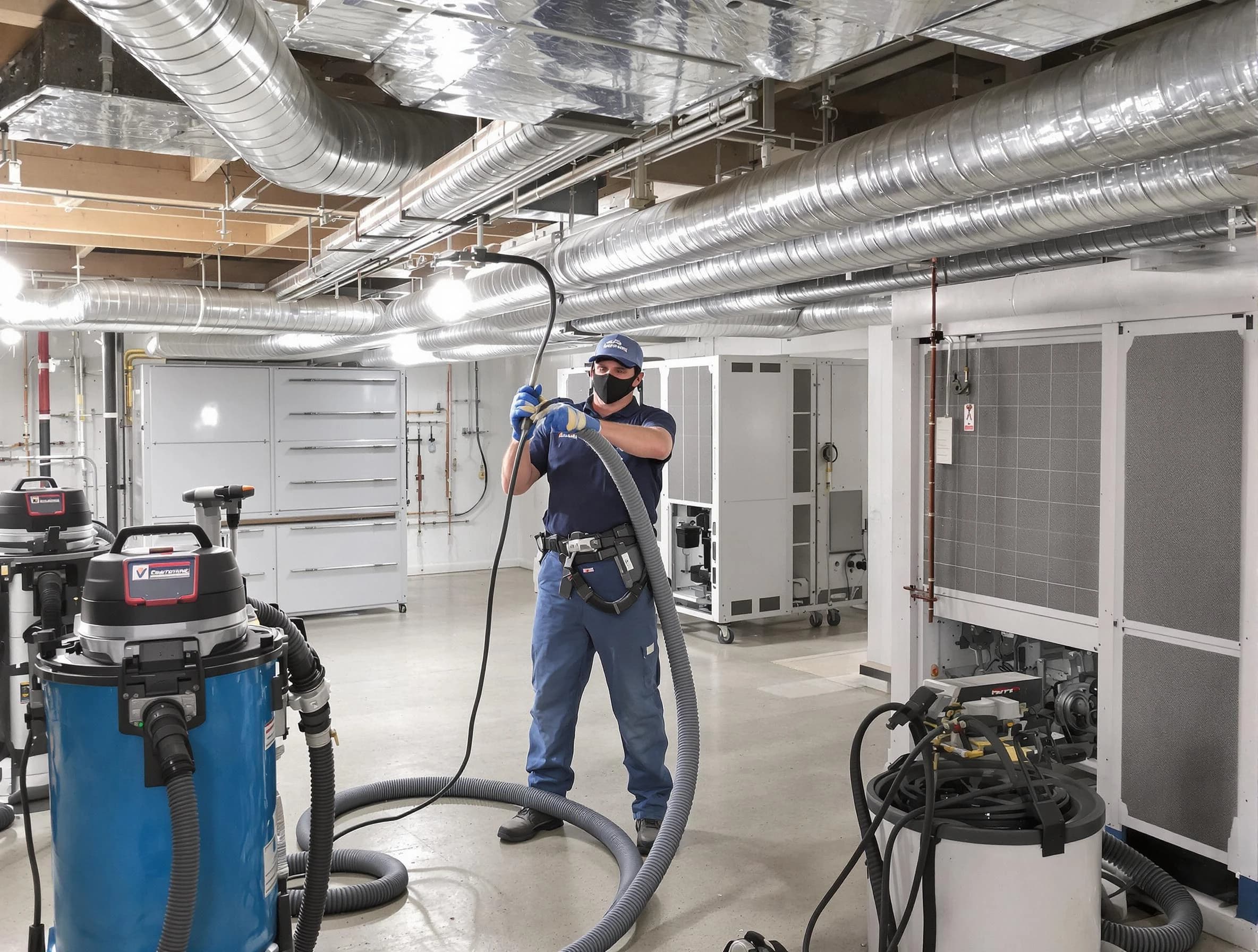 Syracuse Air Duct Cleaning specialist performing thorough central air duct cleaning for improved system efficiency in Syracuse