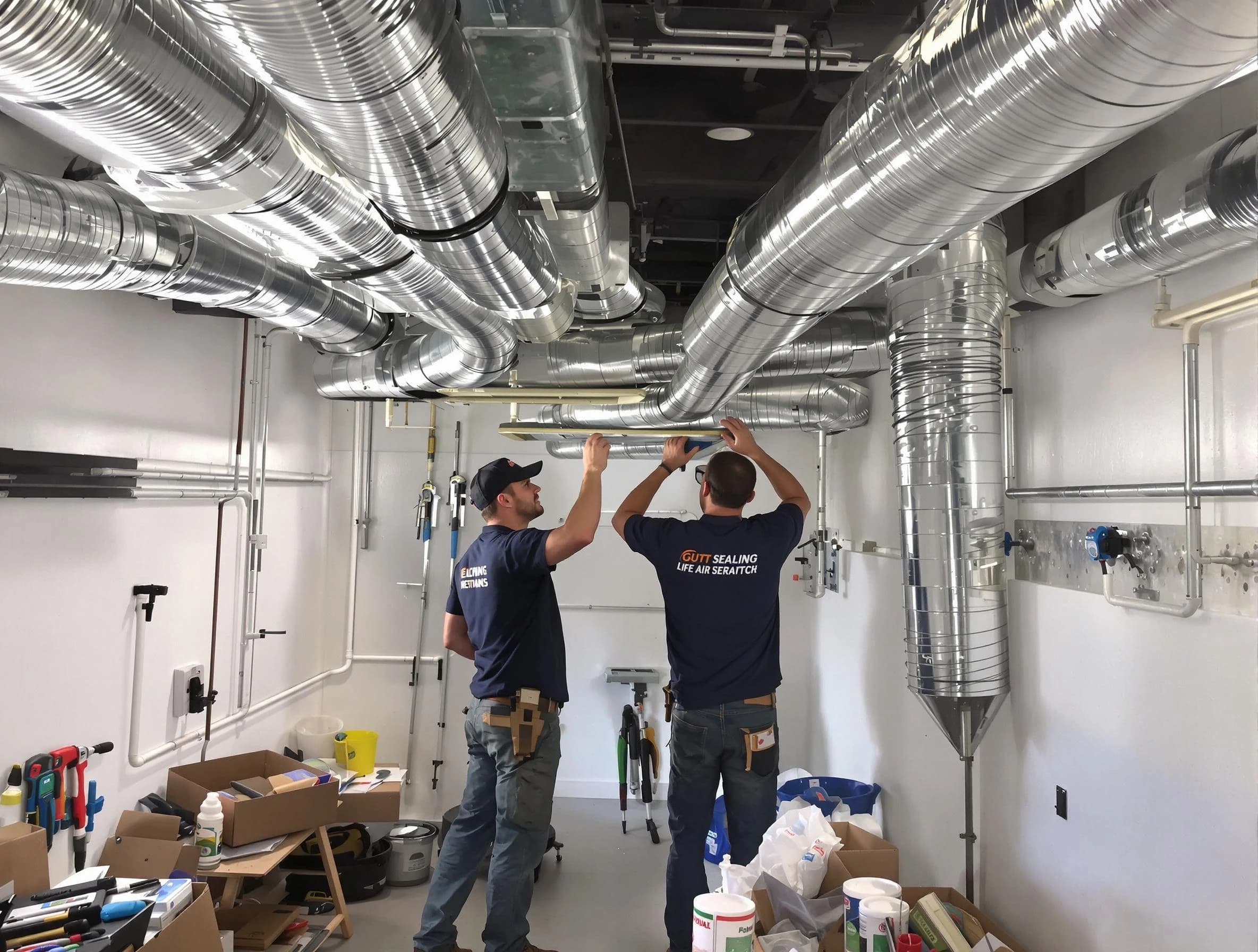 Syracuse Air Duct Cleaning technician applying professional duct sealing solutions in Syracuse