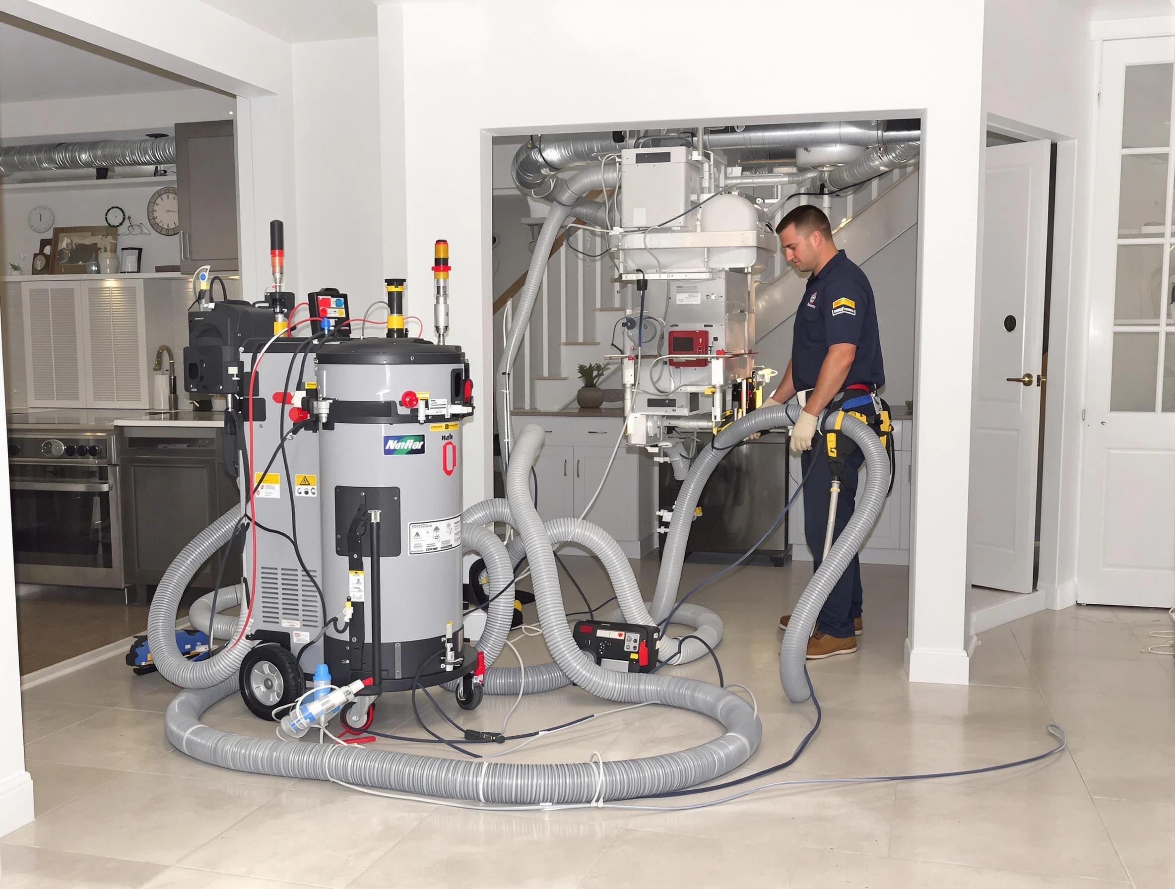 Syracuse Air Duct Cleaning technician operating negative pressure cleaning equipment for thorough duct maintenance in Syracuse