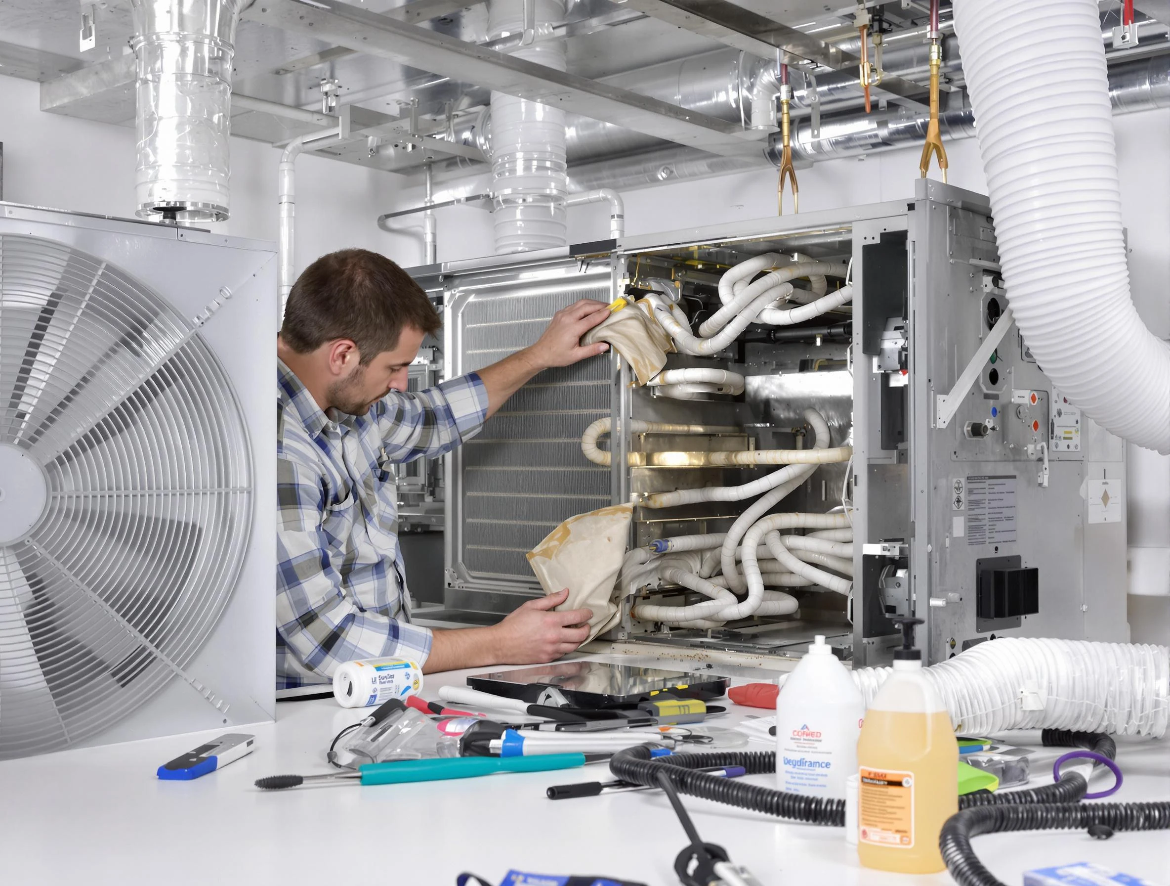 Syracuse Air Duct Cleaning specialist performing precision AC coil cleaning in Syracuse