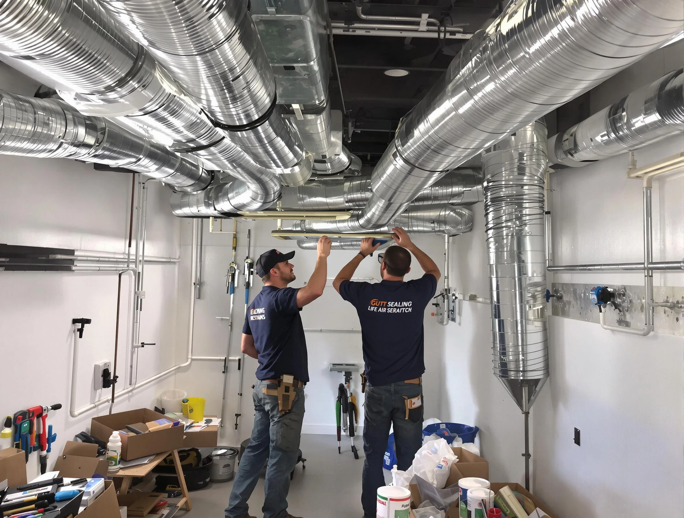 Syracuse Air Duct Cleaning technician applying professional duct sealing solutions in Syracuse